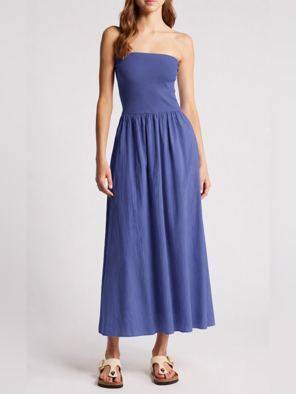 New XIRENA SZ XS FINNIAN Blue Strapless Dress